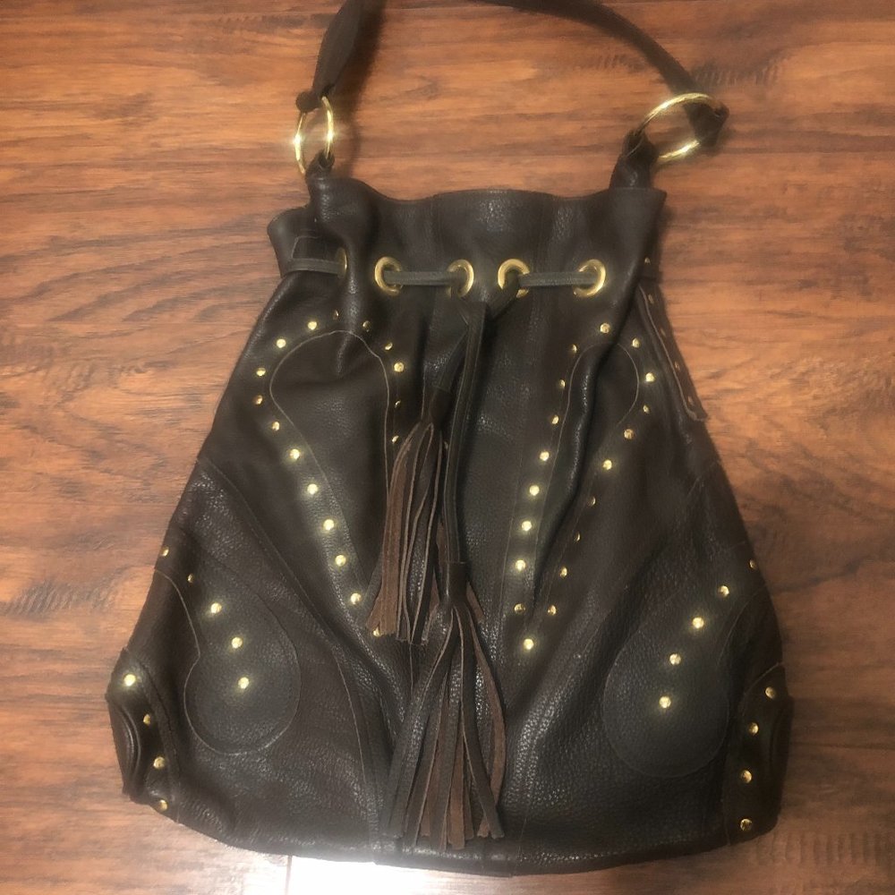 Leather Bulga Large Studded Hobo (2005)
